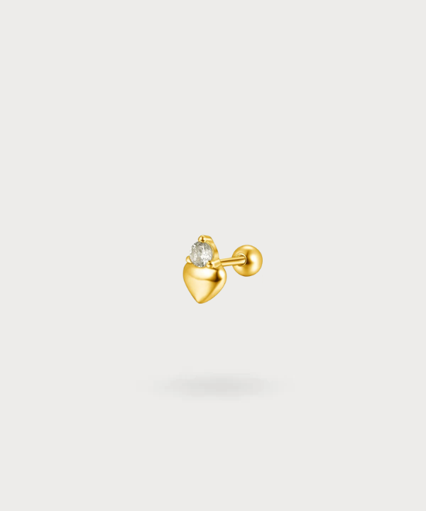 Piercing flat Maya a forma di cuore con zircone brillante in oro, un piercing unico e delicato