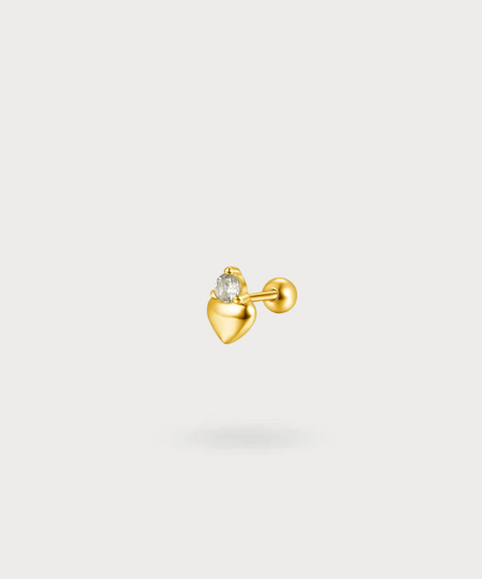 Piercing flat Maya a forma di cuore con zircone brillante in oro, un piercing unico e delicato
