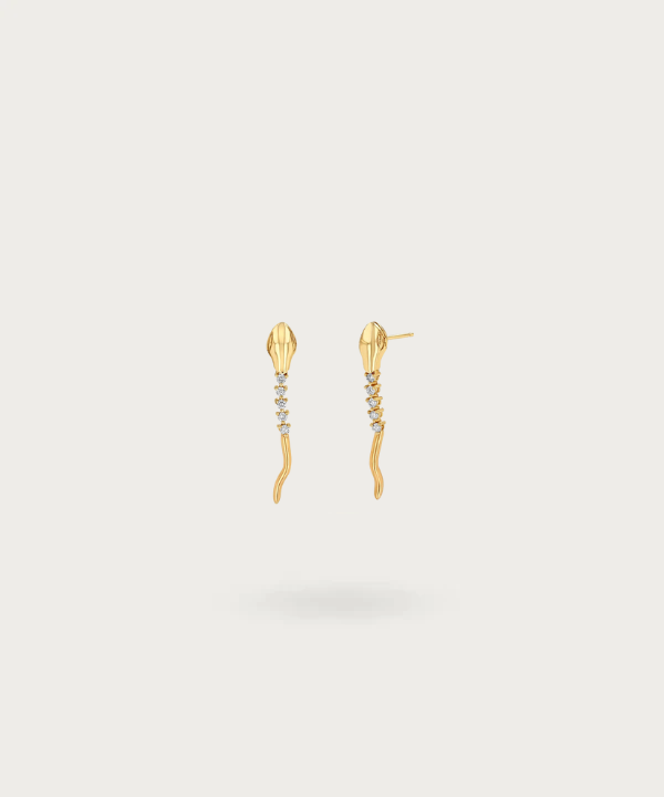 Orecchini A Goccia Serpente In Argento 925 Placcato Oro Con Turchese, Chiusura A Leva – Gioielli Donna Eleganti