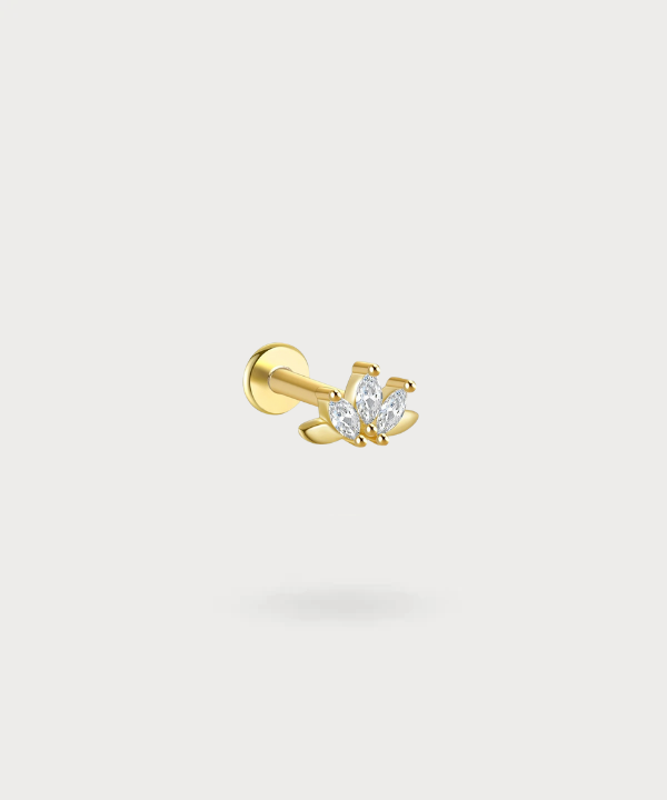 Piercing Trago Belkis con zirconi a taglio marquise e placcatura in oro brillante