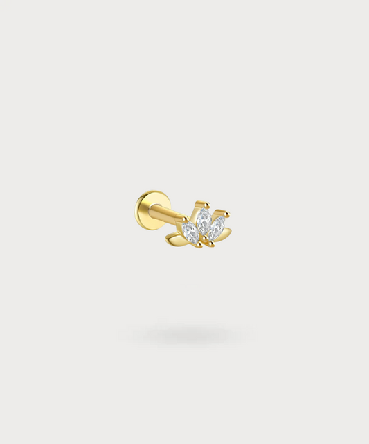 Piercing Trago Belkis con zirconi a taglio marquise e placcatura in oro brillante