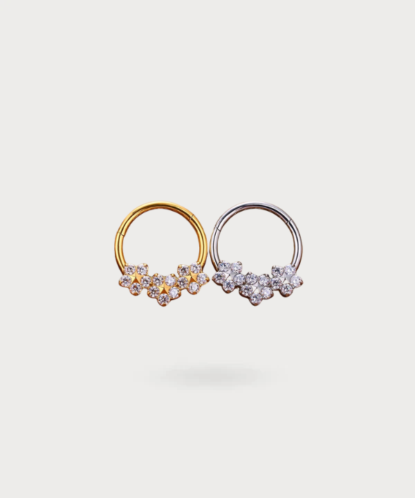Piercing Daith in titanio color oro e argento per l'orecchio