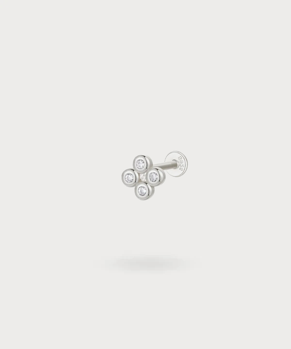 Un design geometrico e luminoso definisce il piercing helix Elorri