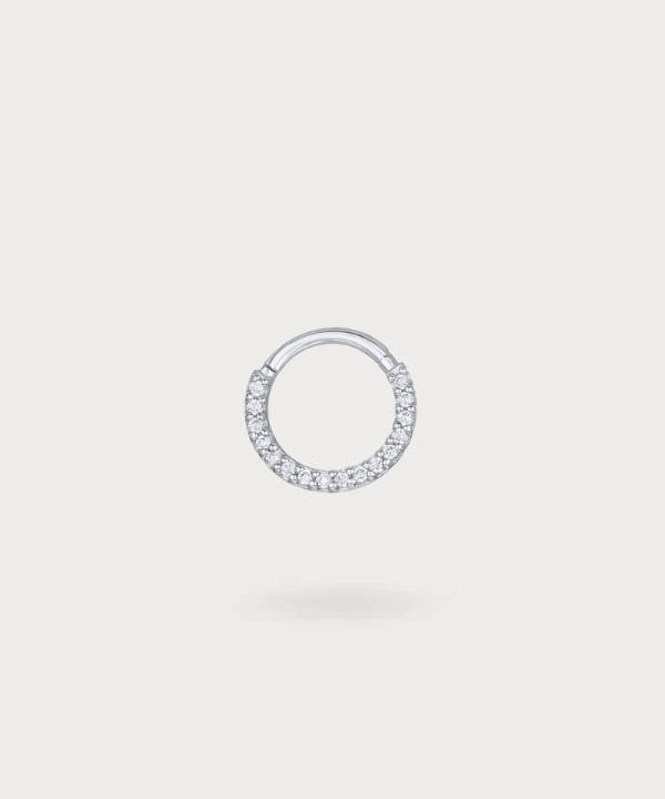 Piercing Lobo anello zirconi argentato
