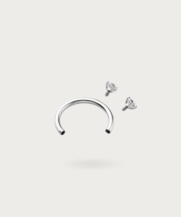 piercing sfera lobo argento ferro di cavallo