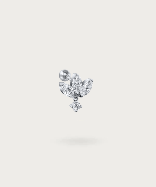"Vista dell'orecchio con Piercing in argento"