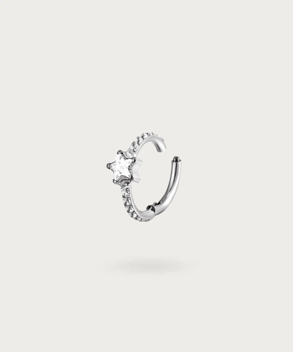 Piercing Orecchio Anello in Titanio Stella Argento Snug