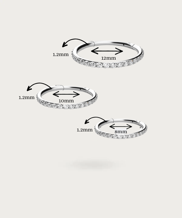 Piercing argento in titanio per il Forward Helix dimensioni