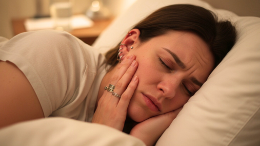 Donna che cerca di dormire con i piercing alle orecchie