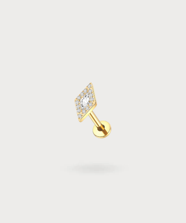 Piercing flat Oriana in forma quadrata con zirconi brillanti