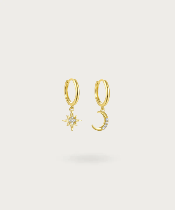 Orecchini Sole E Luna In Argento 925 Con Zirconia Cubica – Cerchio Ipoallergenico Leggero, Gioiello Regalo Per Donne E Ragazze