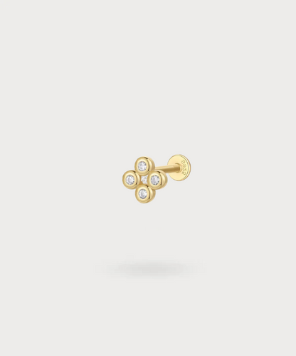 Piercing trago Elorri con quattro zirconi, eleganza minimalista in oro