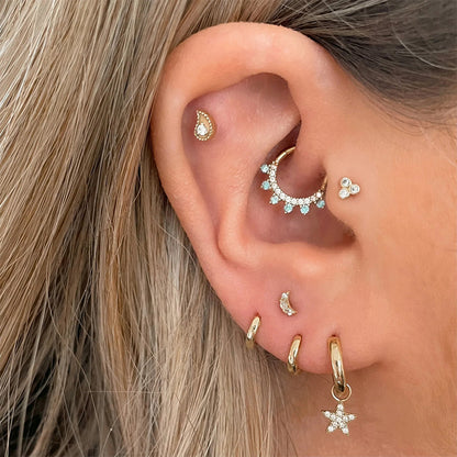 Piercing ad anello in oro con diamanti incastonati per donna