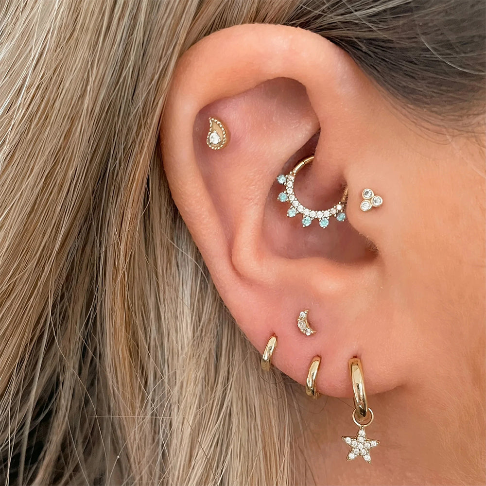 Piercing anello in oro con diamanti incastonati per donna