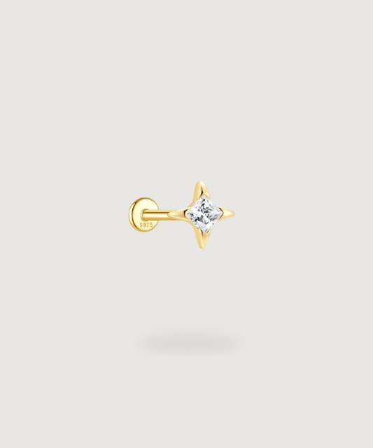 Piercing Flat Carmen decorato con circoniti taglio marquise su oro brillante