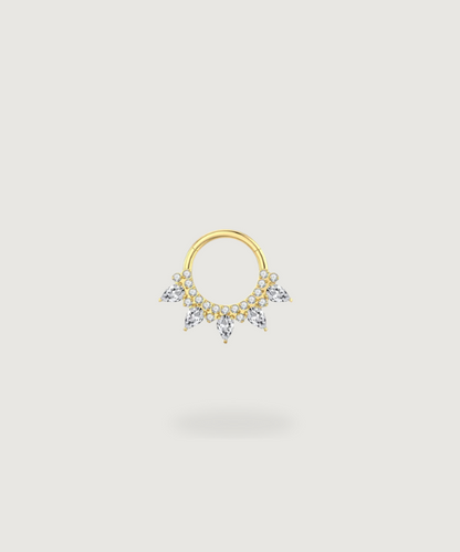 Piercing Daith anello in titanio oro con diamanti incastonati