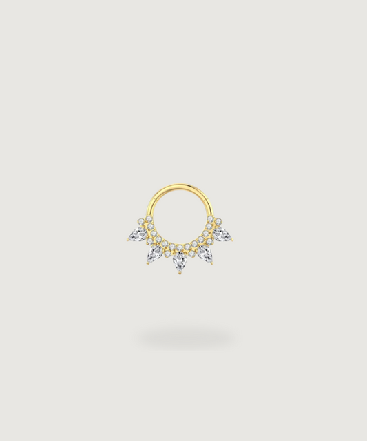 Piercing Daith anello in titanio oro con diamanti incastonati