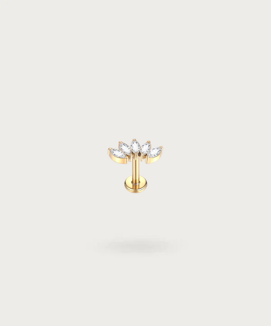 Piercing Orecchio con 5 zirconi luminosi oro