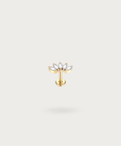 Piercing Orecchio con 5 zirconi luminosi oro