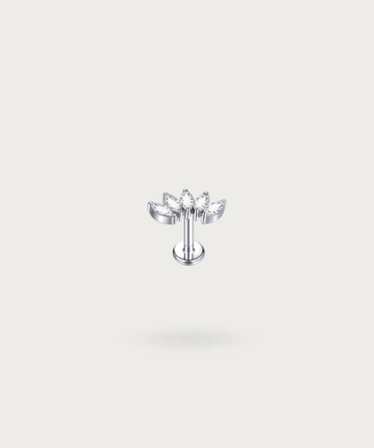 Piercing Orecchio con 5 zirconi luminosi argento
