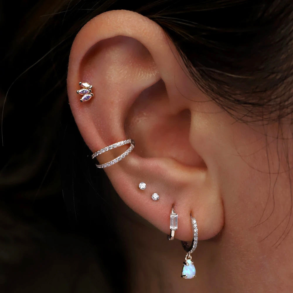 Piercing Helix Rosa in argento sterling con zirconi, ideale per cene romantiche