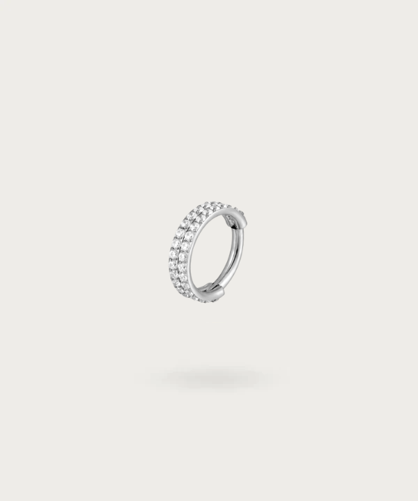 piercing Orecchio anello doppio in titanio argentato