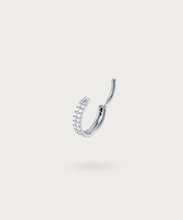 piercing Orecchio anello doppio in titanio argentato clicker