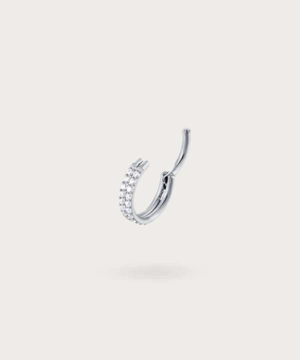 piercing Daith anello doppio in titanio argentato clicker