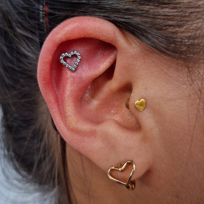 Piercing Forward Helix Cuore in titanio argento donna