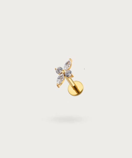 piercing Orecchio in titanio fiore, dorato